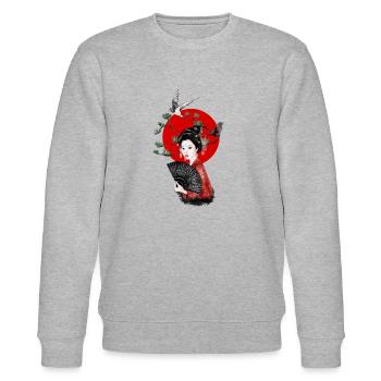 Japanische Kunst - Stanley/Stella Unisex Bio-Sweatshirt CHANGER  - Grau meliert - Vorne - Nik (191cm) & Marisol (170cm)