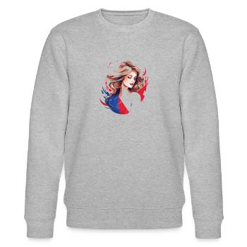 Tee shirt France - Sweat bio CHANGER Stanley/Stella Unisexe - gris chiné - Devant - Nik (191cm) & Marisol (170cm)