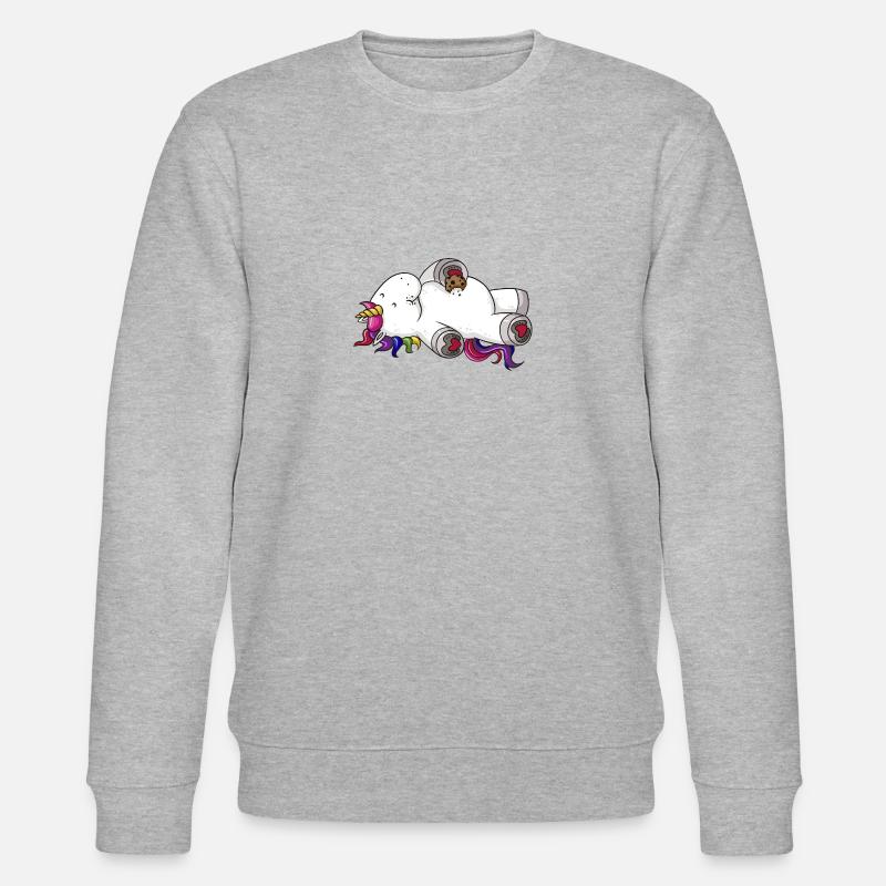 Mampfendes Comic Einhorn Regenbogen - Stanley/Stella Unisex Bio-Sweatshirt CHANGER  - Grau meliert