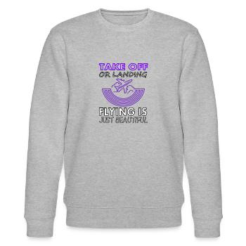 fliegen ist schön Landebahn Flugzeug Geschenkidee - Stanley/Stella Unisex Bio-Sweatshirt CHANGER  - Grau meliert - Vorne - Nik (191cm) & Marisol (170cm)