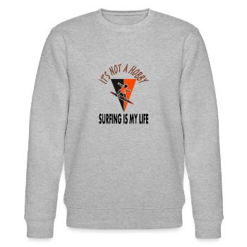 Surfer Surfboard Surfer Surfing gift - Stanley/Stella CHANGER Unisex Organic Sweatshirt - heather grey - Front - Nik (191cm) & Marisol (170cm)