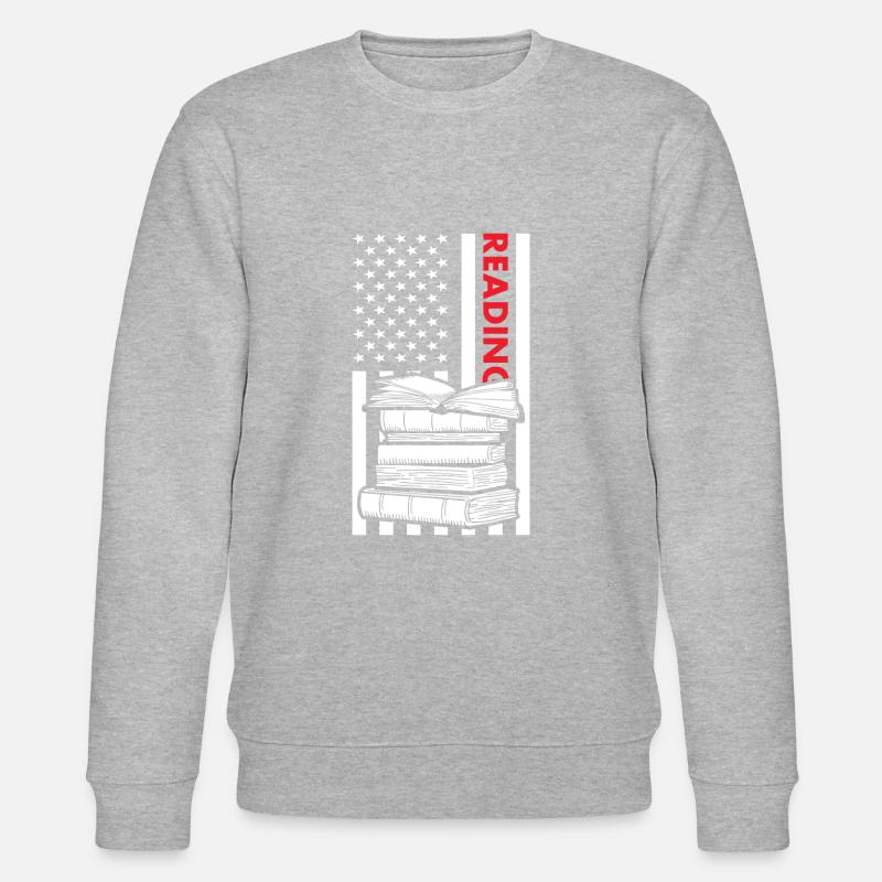 Reader Us Flag Reading - Stanley/Stella Unisex Bio-Sweatshirt CHANGER - Grau meliert