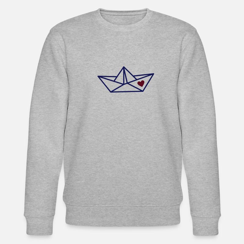 Papierboot mit Herz - Stanley/Stella Unisex Bio-Sweatshirt CHANGER  - Grau meliert