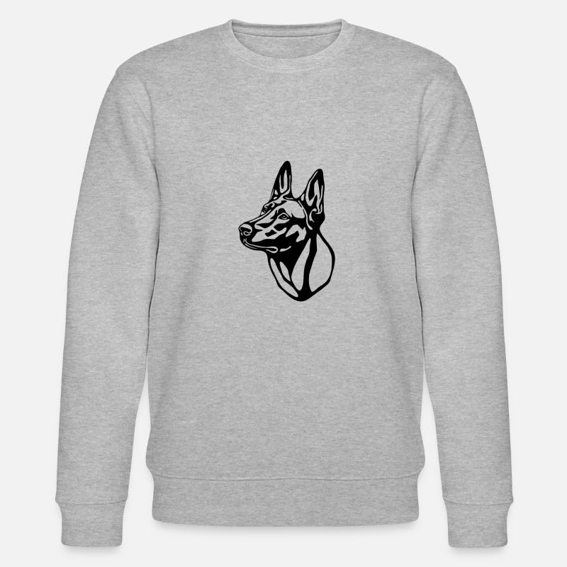2 Malinois withoutBackground text - Stanley/Stella Unisex Bio-Sweatshirt CHANGER  - Grau meliert