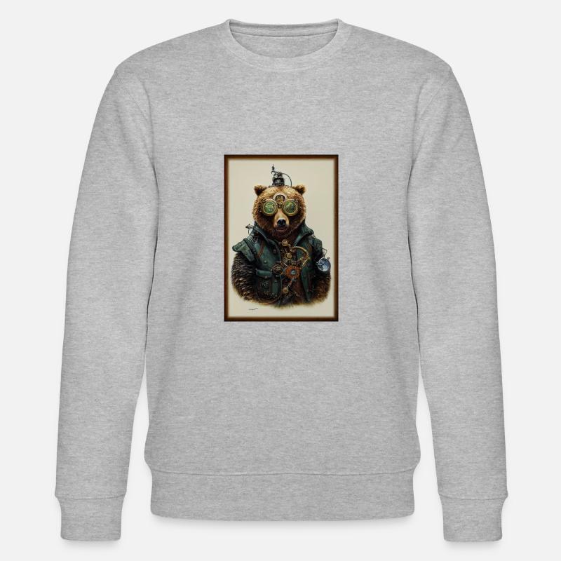 Steampunk-Bär - Stanley/Stella Unisex Bio-Sweatshirt CHANGER  - Grau meliert