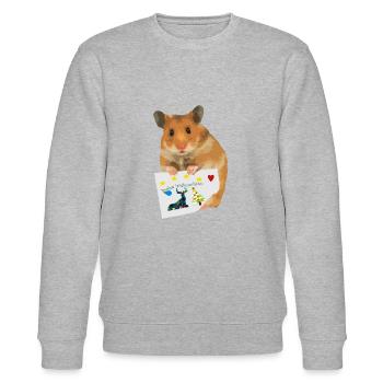 Hamster wünscht schöne Weihnachten - Stanley/Stella Unisex Bio-Sweatshirt CHANGER  - Grau meliert - Vorne - Nik (191cm) & Marisol (170cm)