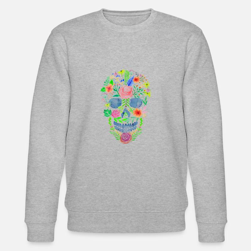 Blumenschädel - Stanley/Stella Unisex Bio-Sweatshirt CHANGER  - Grau meliert
