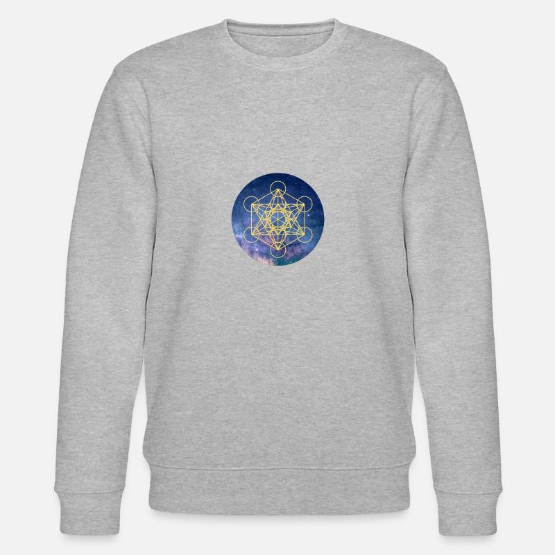 Metatron Cube on space background - Stanley/Stella CHANGER Unisex Organic Sweatshirt - heather grey