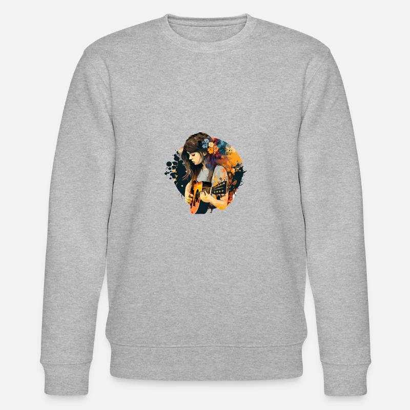 Ein Mädchen mit Gitarre - Stanley/Stella Unisex Bio-Sweatshirt CHANGER  - Grau meliert