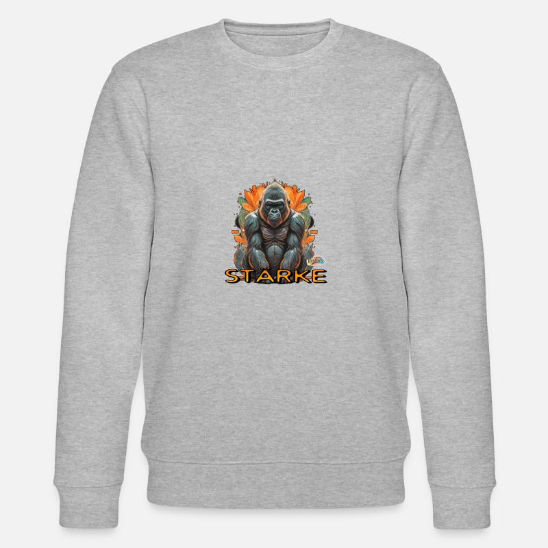 Werte mit Tieren: Stärke - Stanley/Stella Unisex Bio-Sweatshirt CHANGER  - Grau meliert