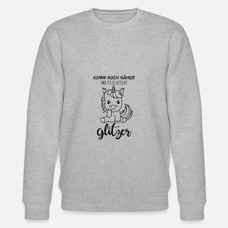 Einhorn Stinkefinger (schwarz) - Stanley/Stella Unisex Bio-Sweatshirt CHANGER  - Grau meliert