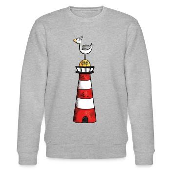 Möwe auf dem Leuchtturm - Nordsee - Geschenk - Stanley/Stella Unisex Bio-Sweatshirt CHANGER  - Grau meliert - Vorne - Nik (191cm) & Marisol (170cm)