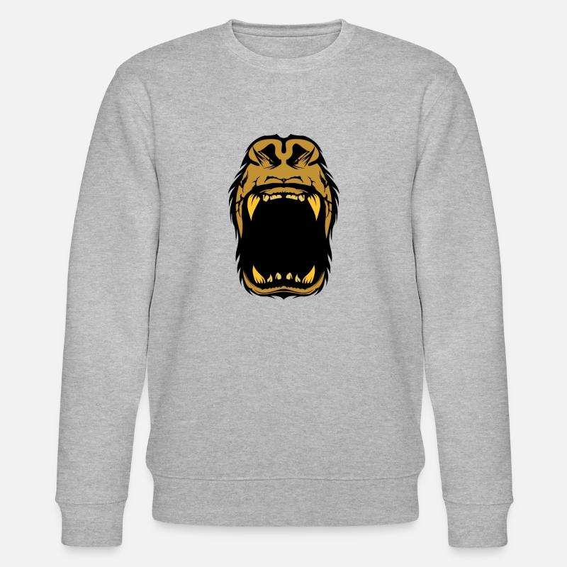 gueule ouverte grande bouche rugit - Sweat bio CHANGER Stanley/Stella Unisexe - gris chiné