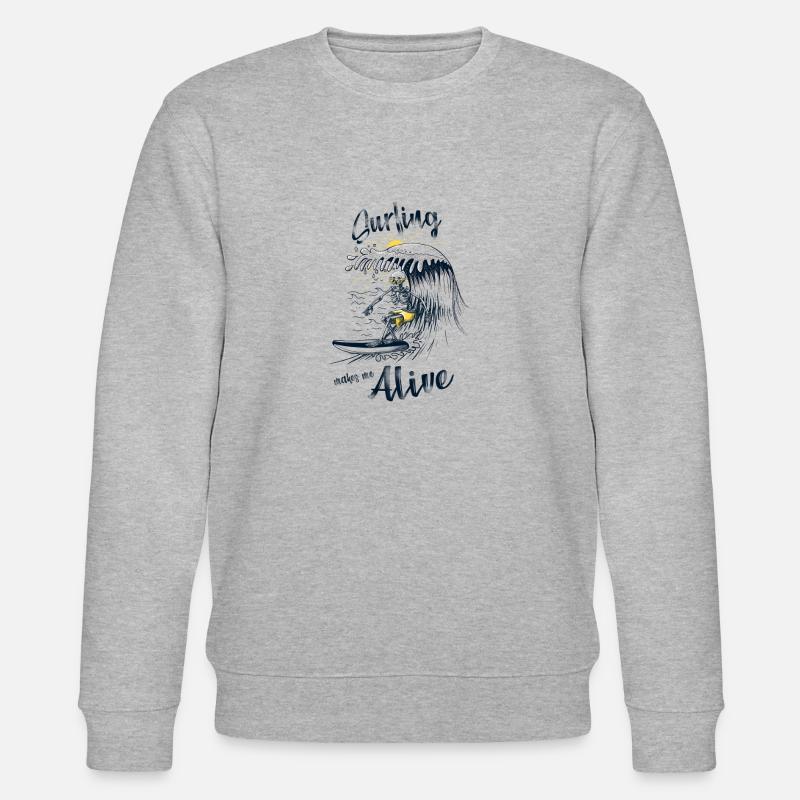 Surfen macht mich lebendig - Stanley/Stella Unisex Bio-Sweatshirt CHANGER - Grau meliert