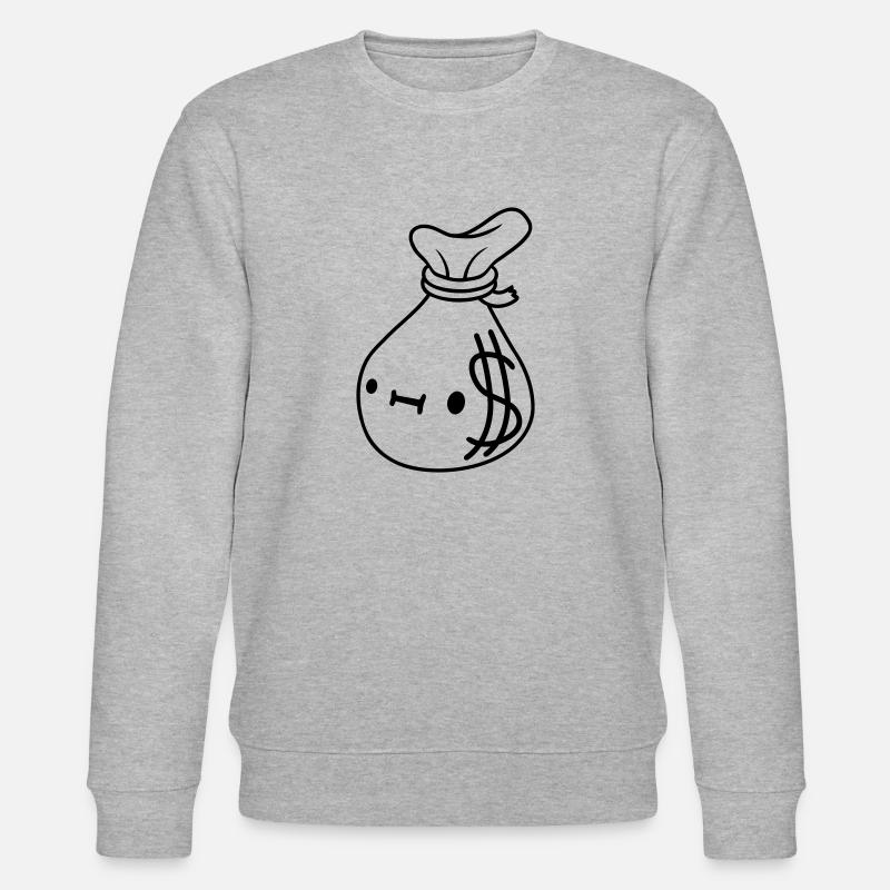 Comic Gesicht Geld Sack - Stanley/Stella Unisex Bio-Sweatshirt CHANGER  - Grau meliert