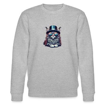 Cool Retro Maine Coon - Stanley/Stella CHANGER Unisex Organic Sweatshirt - heather grey - Front - Nik (191cm) & Marisol (170cm)