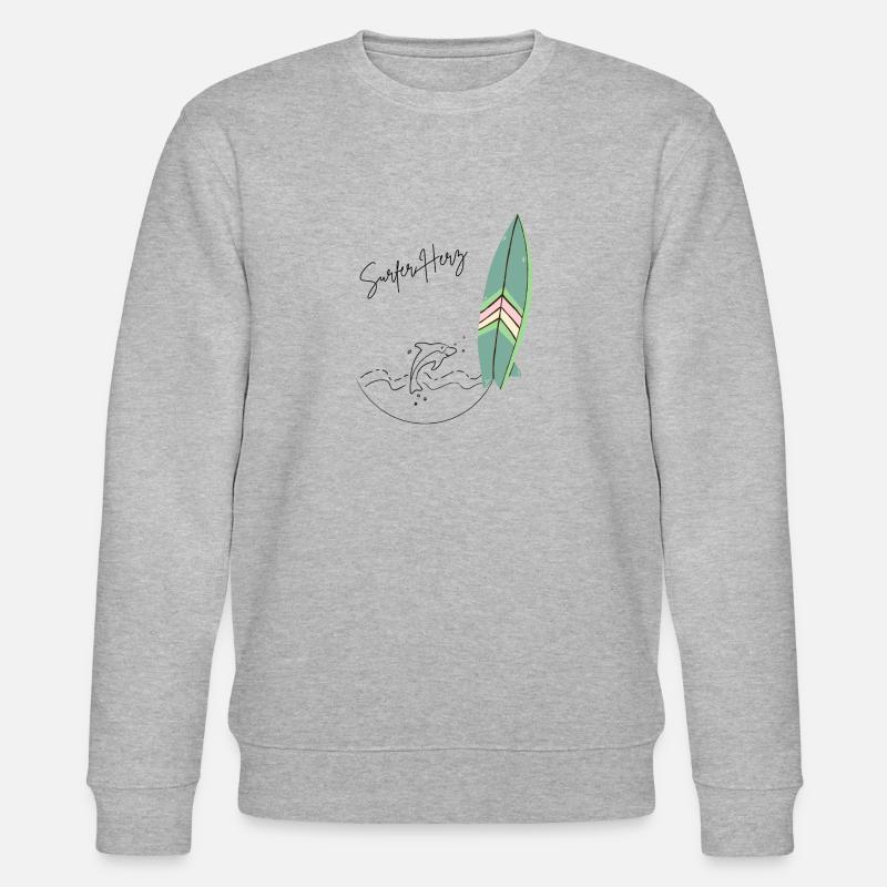 Surfer Herz - Stanley/Stella Unisex Bio-Sweatshirt CHANGER  - Grau meliert