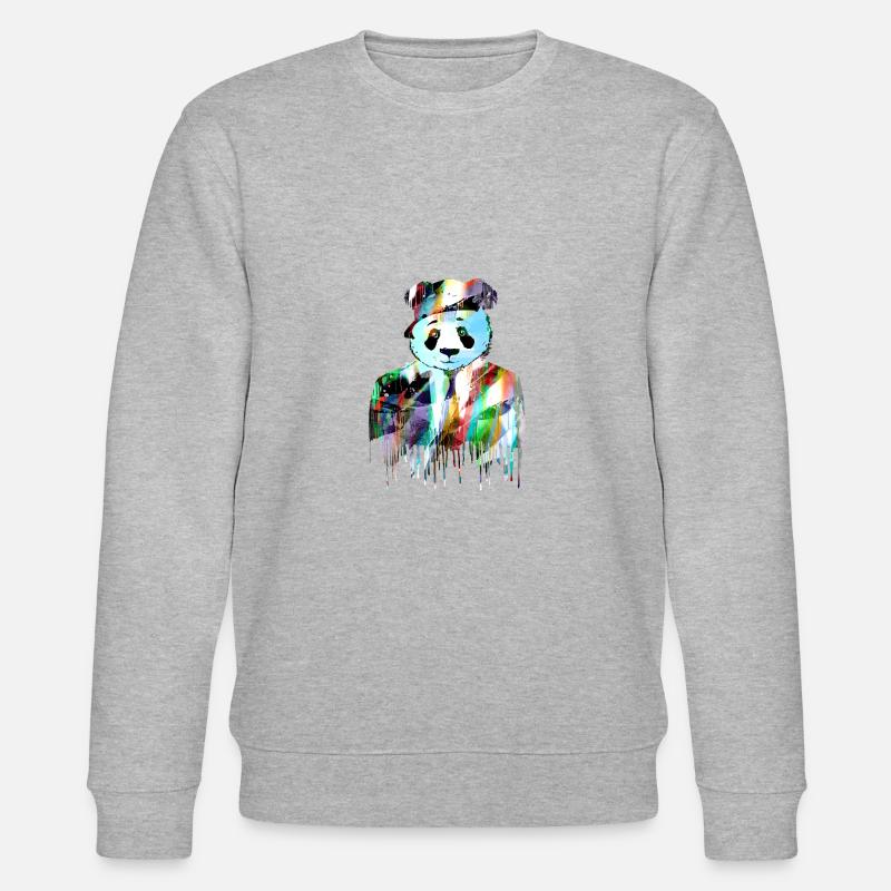 panda,pandabär,bunt,graffiti,malerei,anzug - Stanley/Stella Unisex Bio-Sweatshirt CHANGER  - Grau meliert