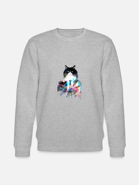 tuxedo, cat,suit,graffiti,tuxedokatze - Stanley/Stella CHANGER Unisex Organic Sweatshirt - heather grey