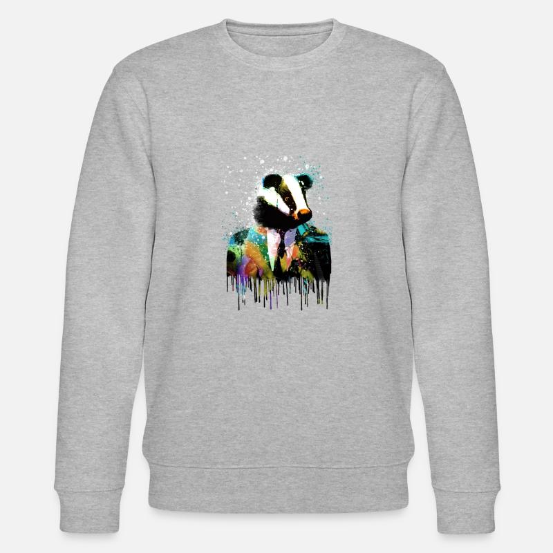 dachs,stinkstier,graffiti,malerei,bunt,anzug - Stanley/Stella Unisex Bio-Sweatshirt CHANGER  - Grau meliert