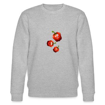 Habaneros,chilli, trio,habanero, Gesicht - Stanley/Stella Unisex Bio-Sweatshirt CHANGER  - Grau meliert - Vorne - Nik (191cm) & Marisol (170cm)