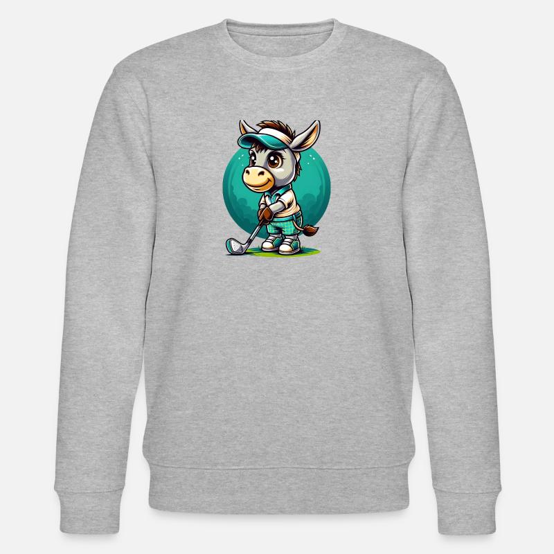 Golfspielender Esel Mit Schläger - Stanley/Stella Unisex Bio-Sweatshirt CHANGER  - Grau meliert