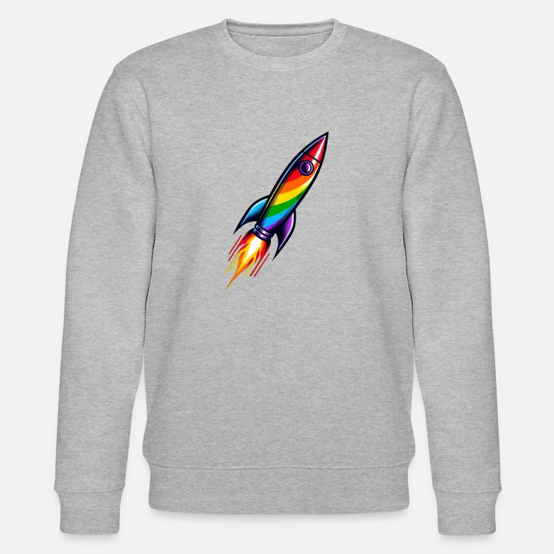 Rainbow Rocket | Rocket launch - Stanley/Stella CHANGER Unisex Organic Sweatshirt - heather grey