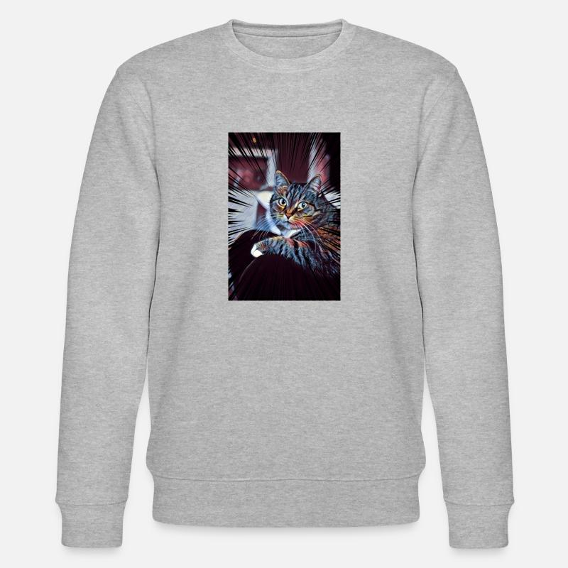 Süße Katze Comic - Stanley/Stella Unisex Bio-Sweatshirt CHANGER  - Grau meliert