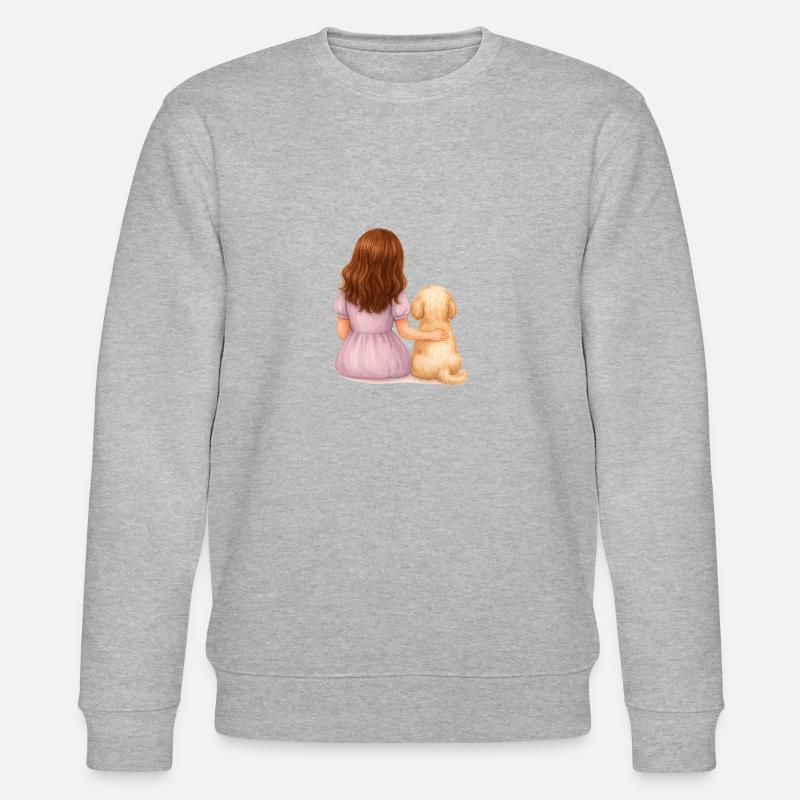 Kleines Mädchen mit Hund - Stanley/Stella Unisex Bio-Sweatshirt CHANGER  - Grau meliert