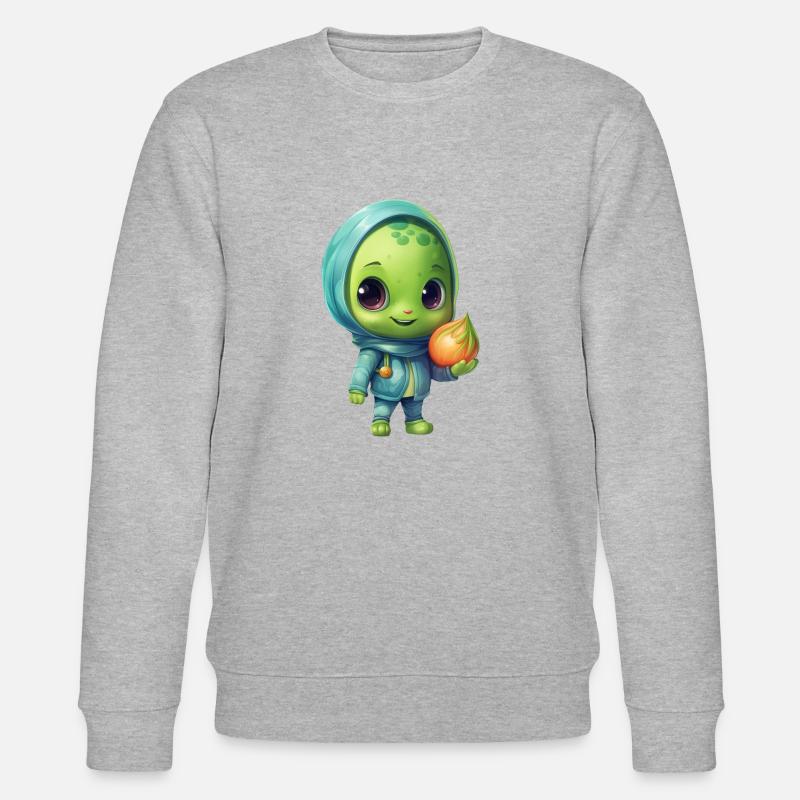 Blau-Pinker Alien Skateboarder: Kosmische Tricks - Stanley/Stella Unisex Bio-Sweatshirt CHANGER  - Grau meliert