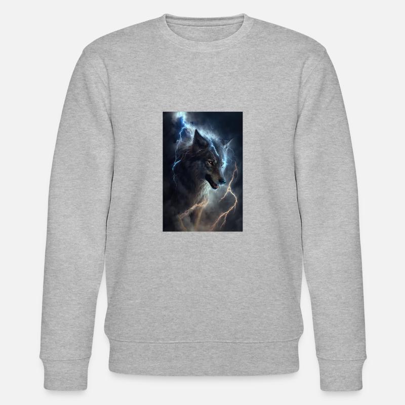 Wolf Blitz Thunder Epic Cool Epic Wolves - Stanley/Stella CHANGER Unisex Organic Sweatshirt - heather grey
