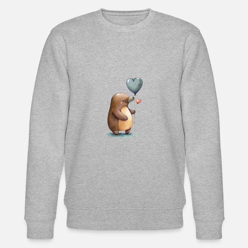 Schnabeltier Aquarell Herz - Stanley/Stella Unisex Bio-Sweatshirt CHANGER - Grau meliert