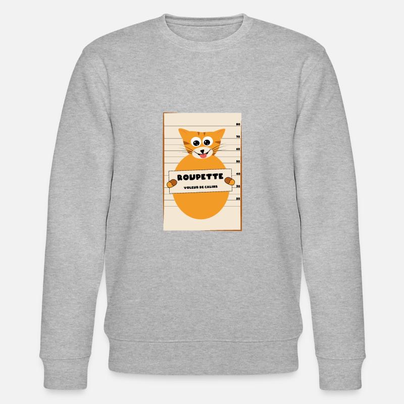 "Roupette" le chat arrêté - Sweat bio CHANGER Stanley/Stella Unisexe - gris chiné