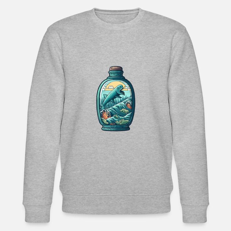 Dessin de bouteille océanique - Sweat bio CHANGER Stanley/Stella Unisexe - gris chiné