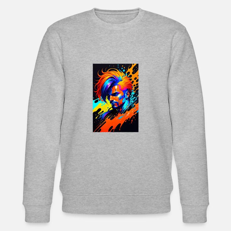 Buntes Kunst Potrait Mann 1 - Stanley/Stella Unisex Bio-Sweatshirt CHANGER  - Grau meliert