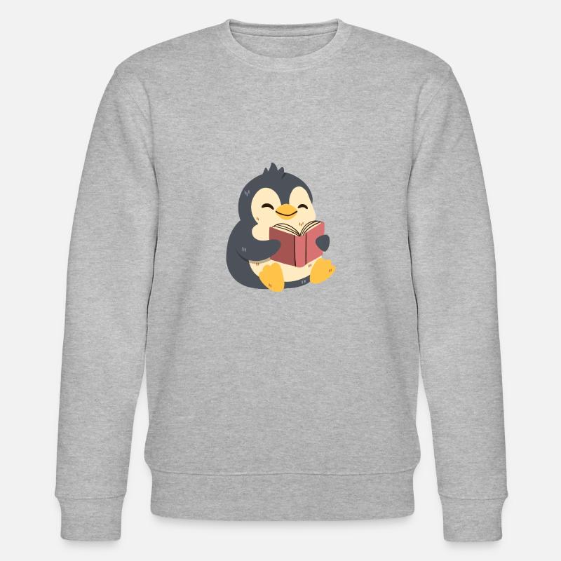 Pingouin lisant un livre - Sweat bio CHANGER Stanley/Stella Unisexe - gris chiné