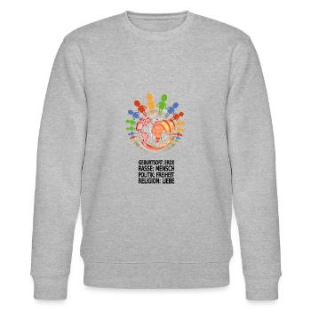 Gegen Rassismus - Stanley/Stella Unisex Bio-Sweatshirt CHANGER  - Grau meliert - Vorne - Nik (191cm) & Marisol (170cm)