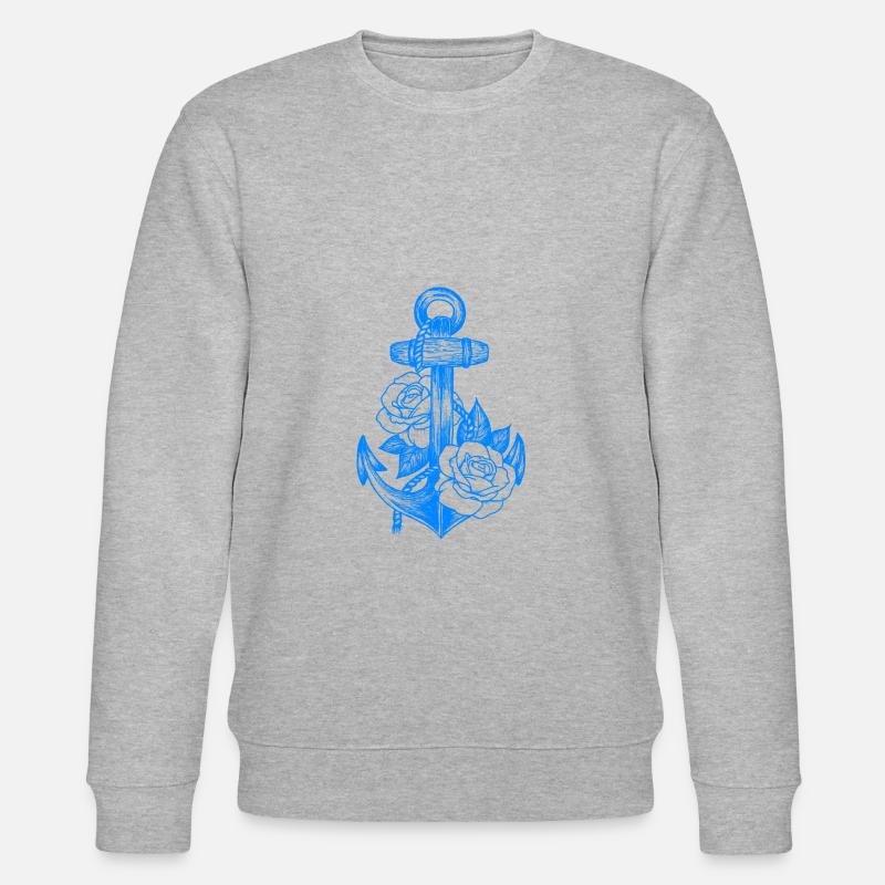 Anker und Rosen (hellblau) - Stanley/Stella Unisex Bio-Sweatshirt CHANGER  - Grau meliert