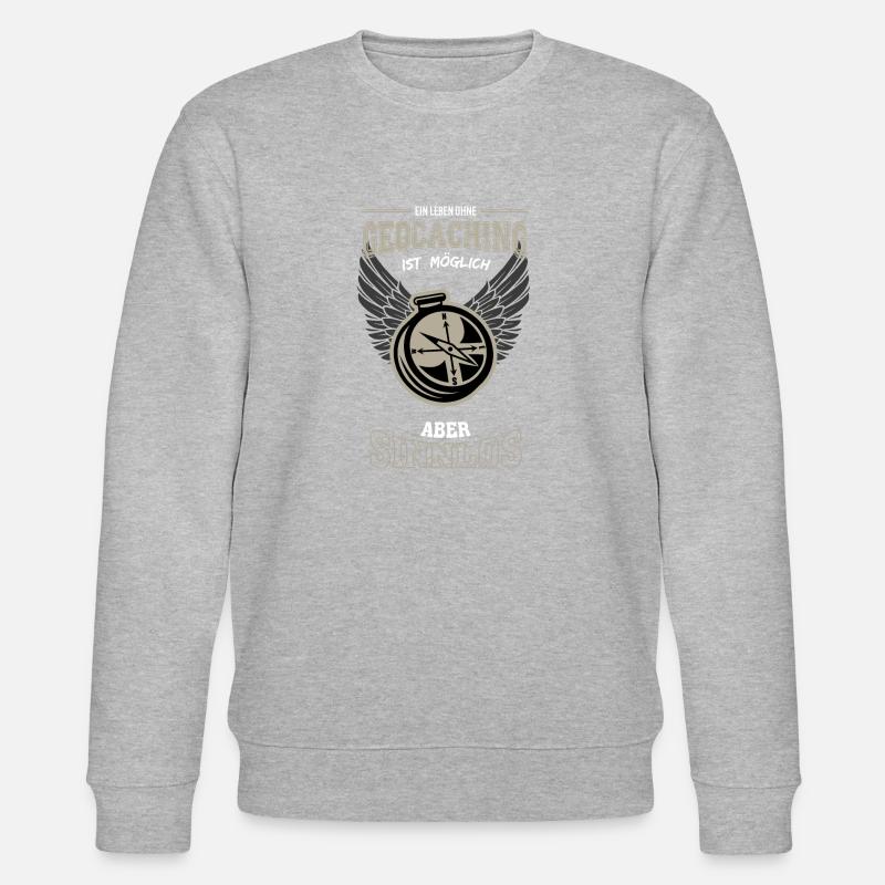 Geocaching Leben sinnlos - Geschenk - Stanley/Stella Unisex Bio-Sweatshirt CHANGER  - Grau meliert