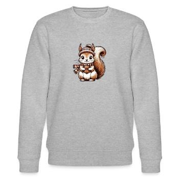 Winter Cute Squirrel - Stanley/Stella CHANGER Unisex Organic Sweatshirt - heather grey - Front - Nik (191cm) & Marisol (170cm)