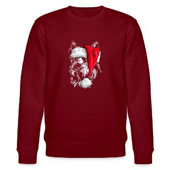 Santa BERGER PICARD Weihnachten Hunde Wilsigns - Stanley/Stella Unisex Bio-Sweatshirt CHANGER  - Burgunderrot - Vorne - Nik (191cm) & Marisol (170cm)