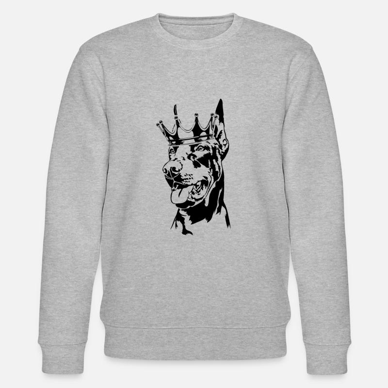 Dobermann Krone Hund Hunde Wilsigns - Stanley/Stella Unisex Bio-Sweatshirt CHANGER  - Grau meliert