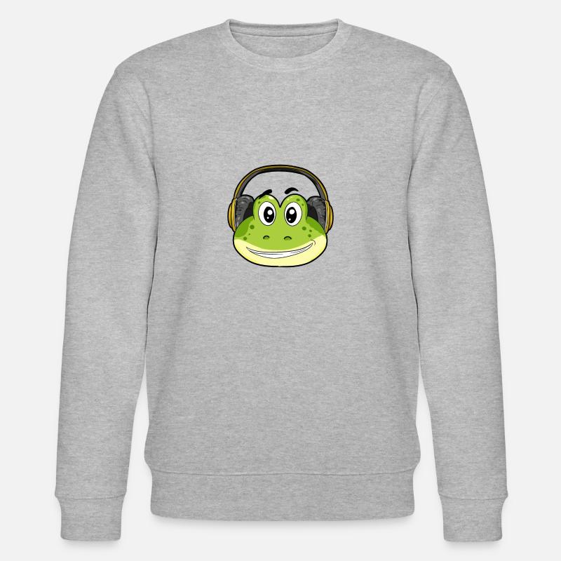 Frosch mit Kopfhörer - Stanley/Stella Unisex Bio-Sweatshirt CHANGER  - Grau meliert