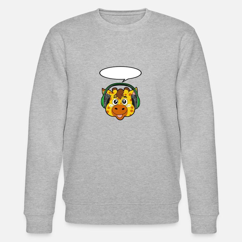 Giraffe mit Kopfhörer - Stanley/Stella Unisex Bio-Sweatshirt CHANGER  - Grau meliert