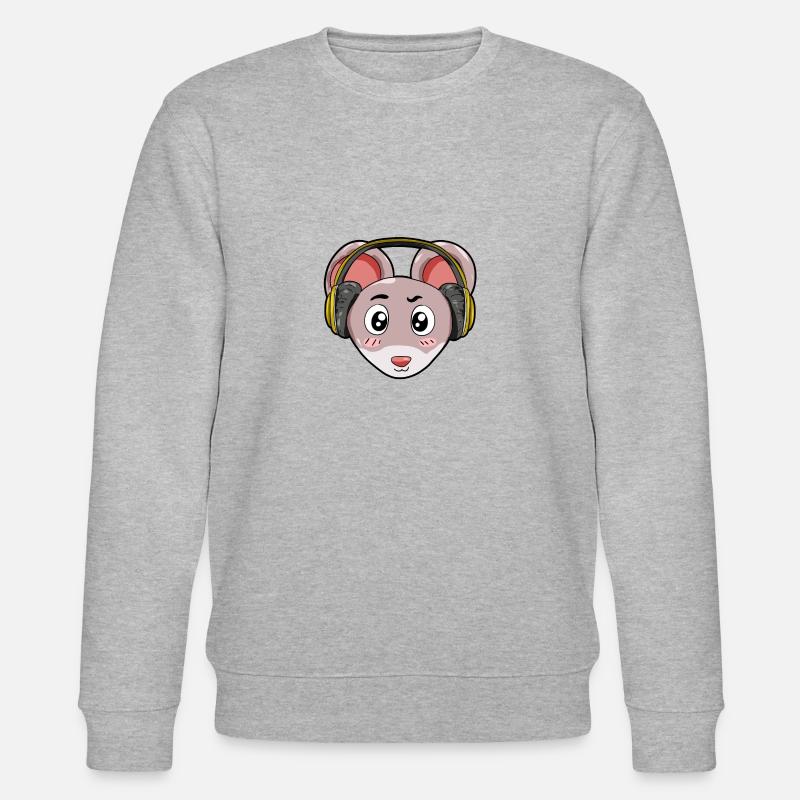 Maus mit Kopfhörer - Stanley/Stella Unisex Bio-Sweatshirt CHANGER  - Grau meliert