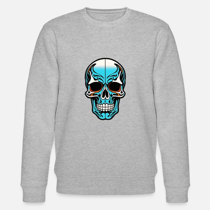 Skull Head Blue Design - Stanley/Stella Unisex Bio-Sweatshirt CHANGER  - Grau meliert