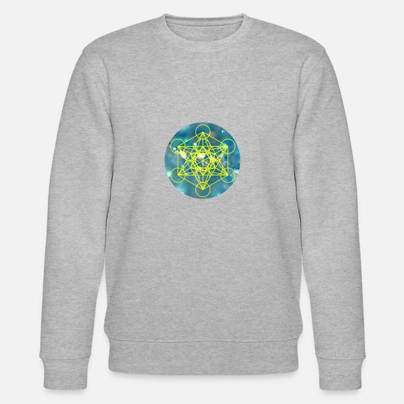 Cube de Métatron jaune sur fond bleu - Sweat bio CHANGER Stanley/Stella Unisexe - gris chiné