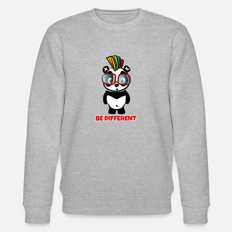 Be Different - Crazy Pandabear - Stanley/Stella Unisex Bio-Sweatshirt CHANGER  - Grau meliert