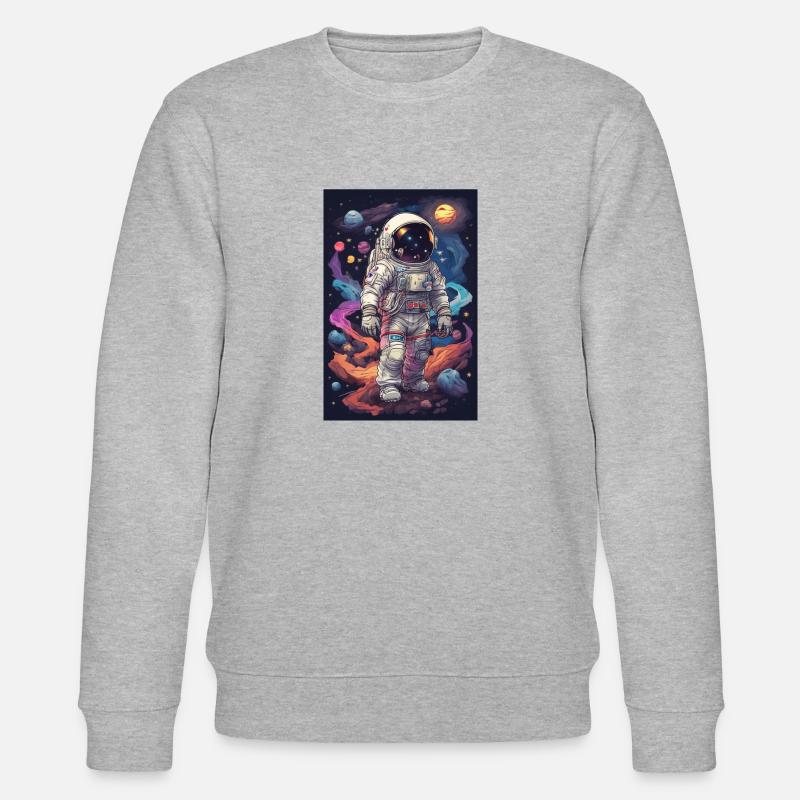 Rétro Illustrations Austronaut Space - Sweat bio CHANGER Stanley/Stella Unisexe - gris chiné