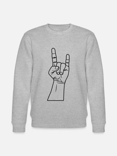 Rocker rock hård rock rocker hilsen metal hånd finger - Stanley/Stella økologisk unisex-sweatshirt CHANGER  - grå meleret